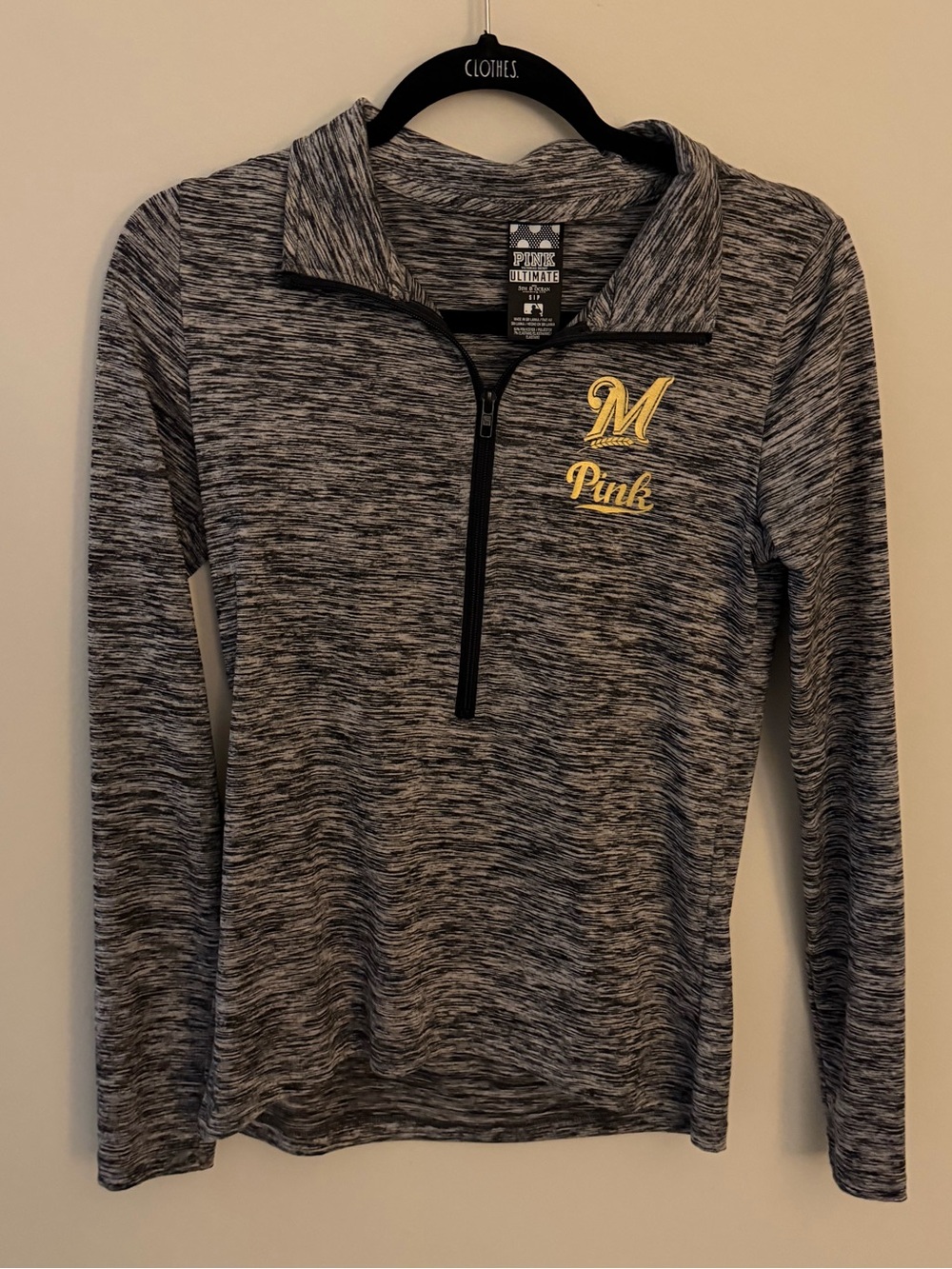 Victoria's Secret PINK Gray & Black Marled Zip-Up Hoodie